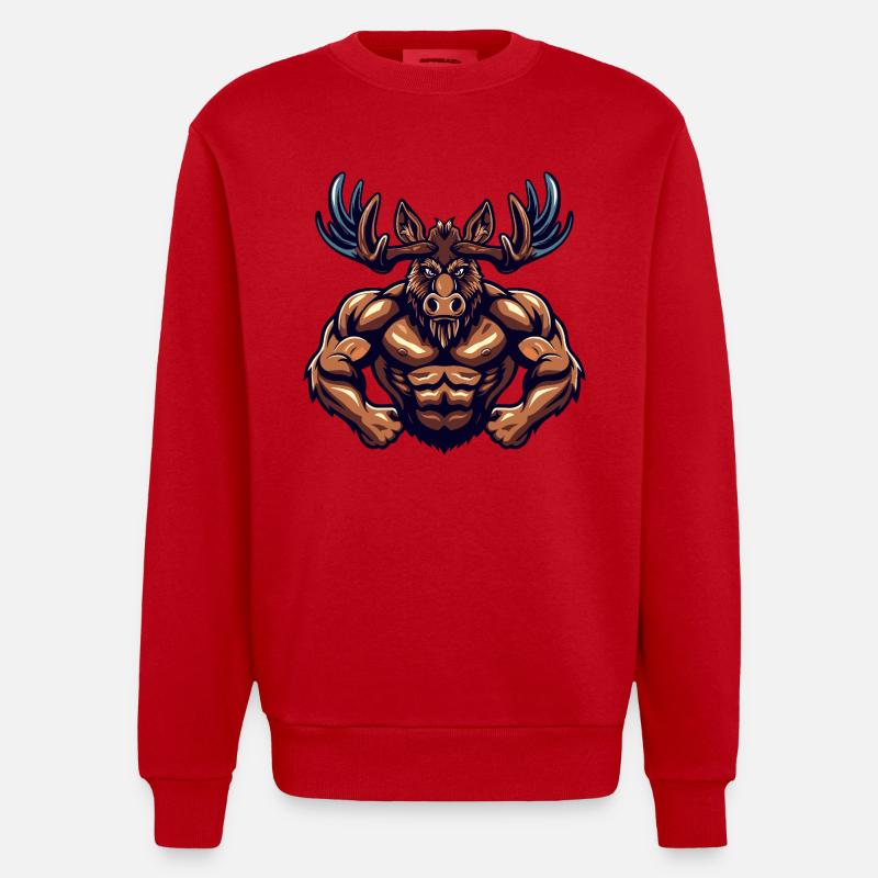Musculation Moose Muscles Musculation - Sweat bio épais oversize fabriqué en UE - rouge