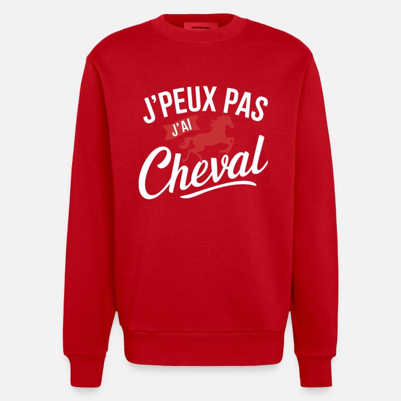 Intensiver Roter Reiter - Heavyweight Oversized Organic Crew Neck Made in EU - Rot
