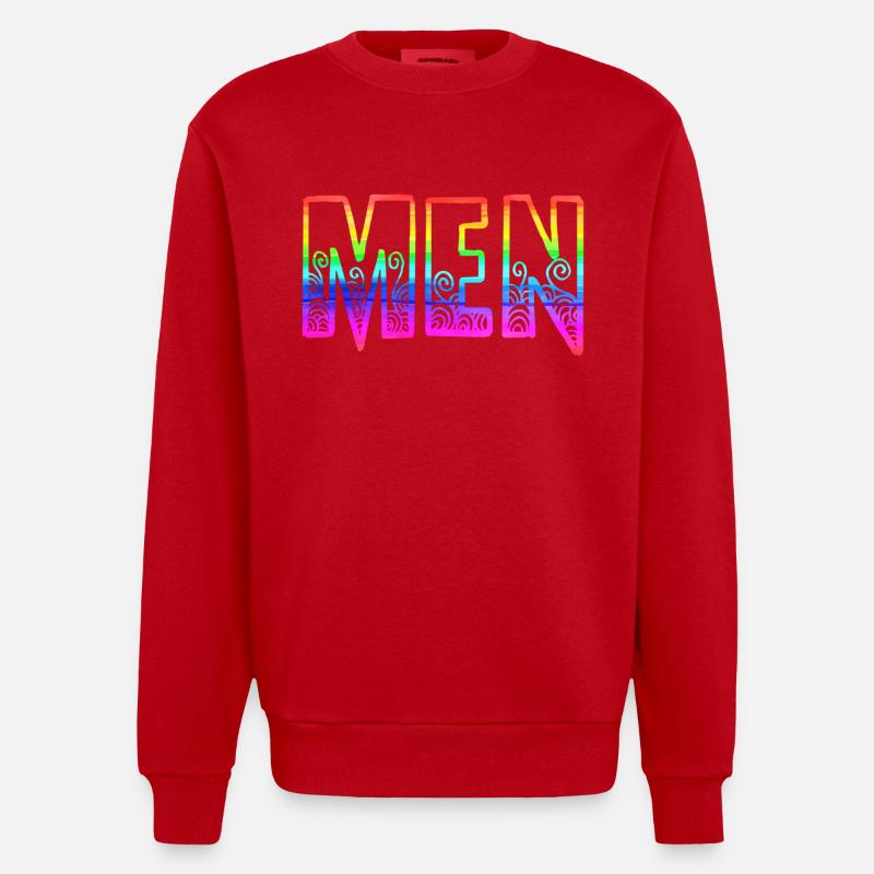 men rs regenbogen - Heavyweight Oversized Organic Crew Neck Made in EU - Rot