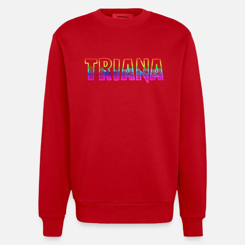triana rs rainbow - Heavyweight Oversized Organic Crew Neck Made in EU - red