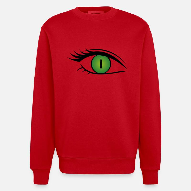 Oeil de Chat Vert - Sweat bio épais oversize fabriqué en UE - rouge