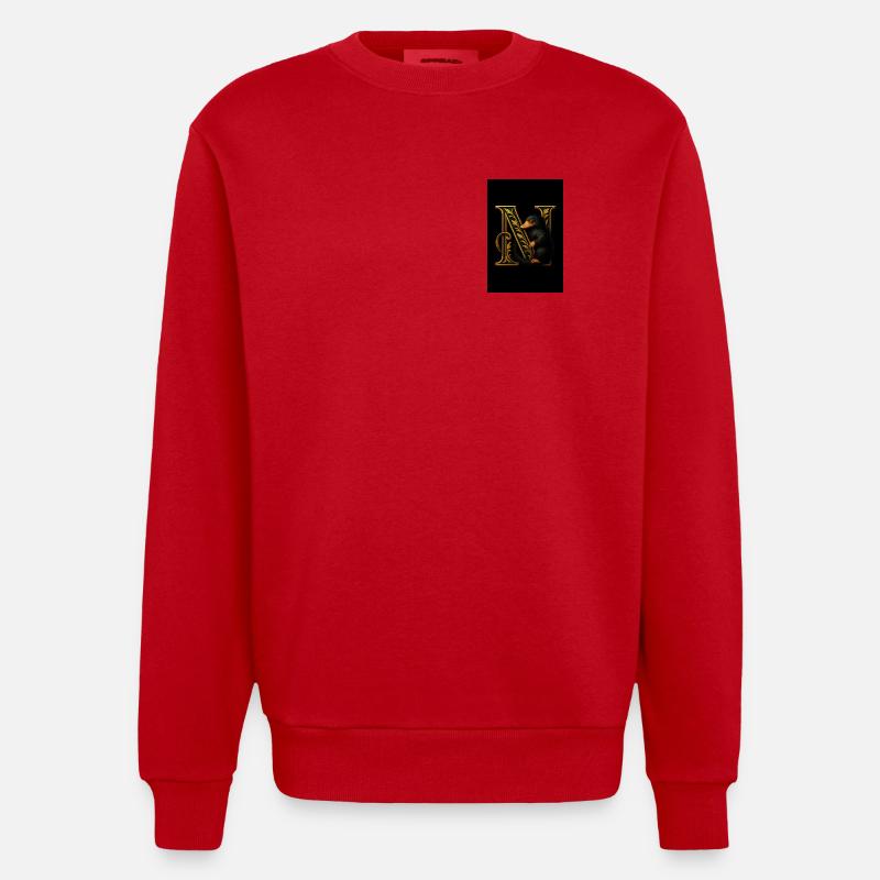 N – Magic ornament with mole - Heavyweight Oversized Organic Crew Neck Made in EU - red