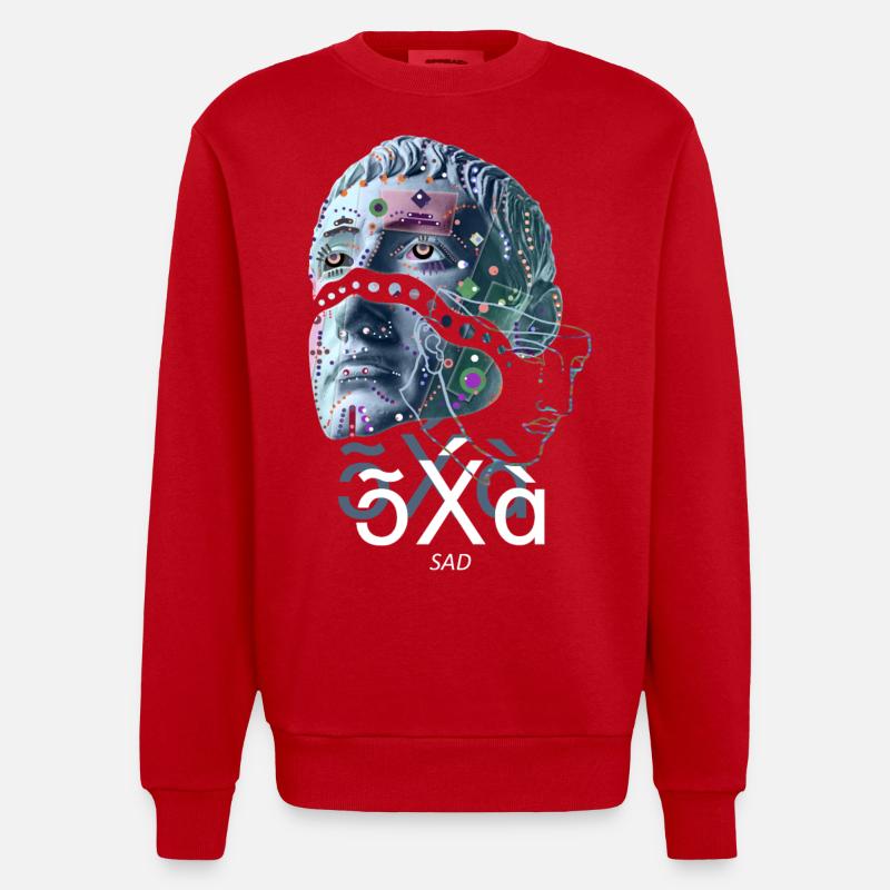 Triste triste graphique - Sweat bio épais oversize fabriqué en UE - rouge
