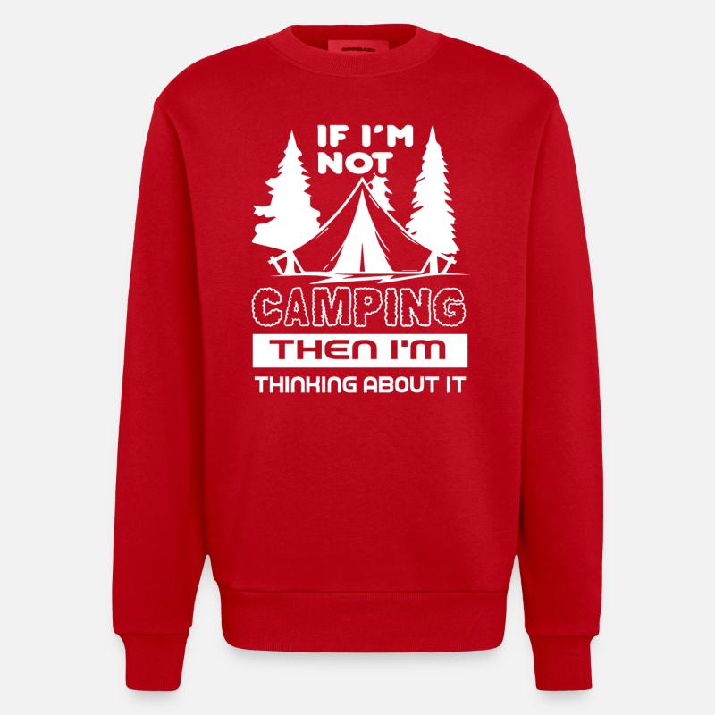 Thinking About Camping - Heavyweight Oversized Organic Crew Neck Made in EU - red