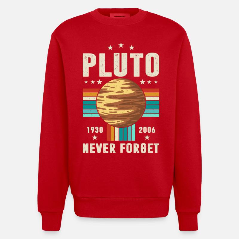 pluto never forget Graphic - Heavyweight Oversized Organic Crew Neck Made in EU - red