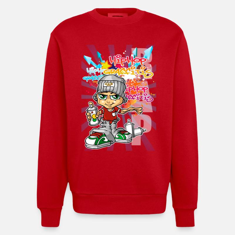Graffiti boy background - Heavyweight Oversized Organic Crew Neck Made in EU - Rot