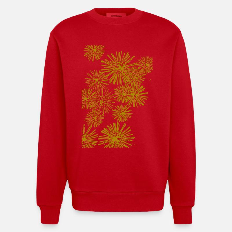 abstraktes Muster Bakterien - Heavyweight Oversized Organic Crew Neck Made in EU - Rot