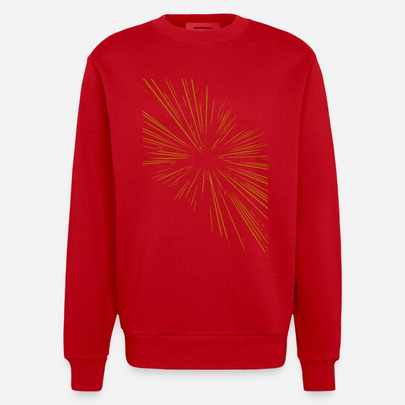 Abstract rays / gold / pattern / line - Heavyweight Oversized Organic Crew Neck Made in EU - red