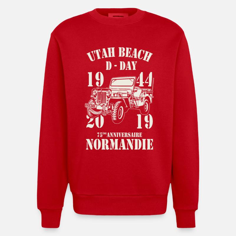 Utah Beach D-Day 1944 - 2019 - Sweat bio épais oversize fabriqué en UE - rouge