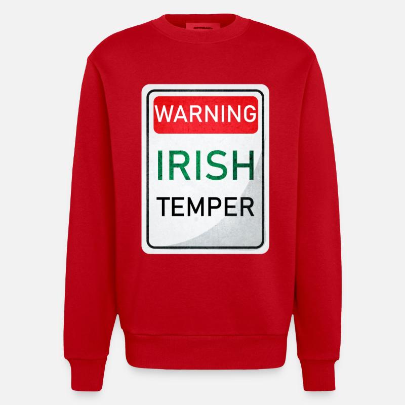AVERTISSEMENT TEMPERATURE IRLANDAISE - Sweat bio épais oversize fabriqué en UE - rouge