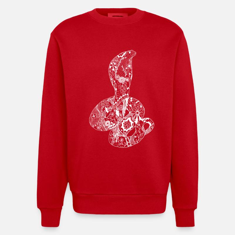 Patchwork Cobra - Heavyweight Oversized Organic Crew Neck Made in EU - red