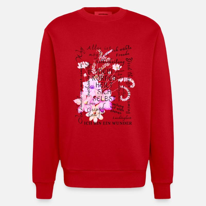 Heilung Genesung Motivation  - Heavyweight Oversized Organic Crew Neck Made in EU - Rot