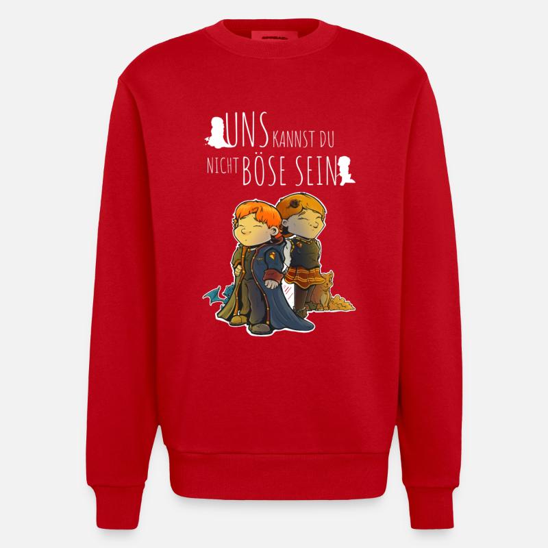 Never Be Angry: Heldenkinder Duo - Heavyweight Oversized Organic Crew Neck Made in EU - red
