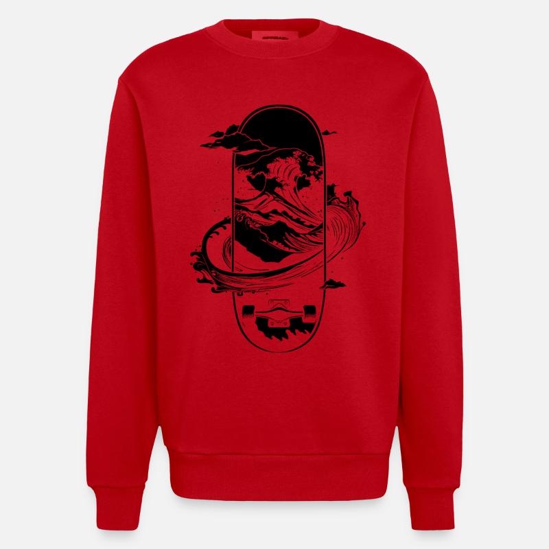 Graphismes de skateboard - Sweat bio épais oversize fabriqué en UE - rouge