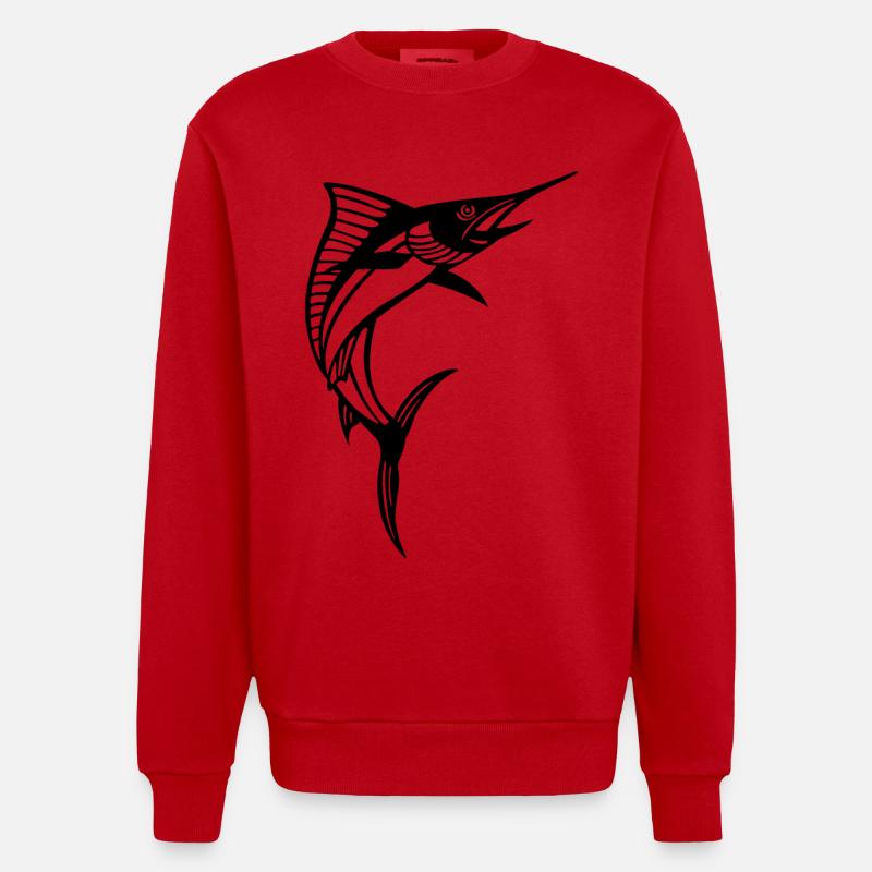 Schwarzer Schwertfisch - Heavyweight Oversized Organic Crew Neck Made in EU - Rot