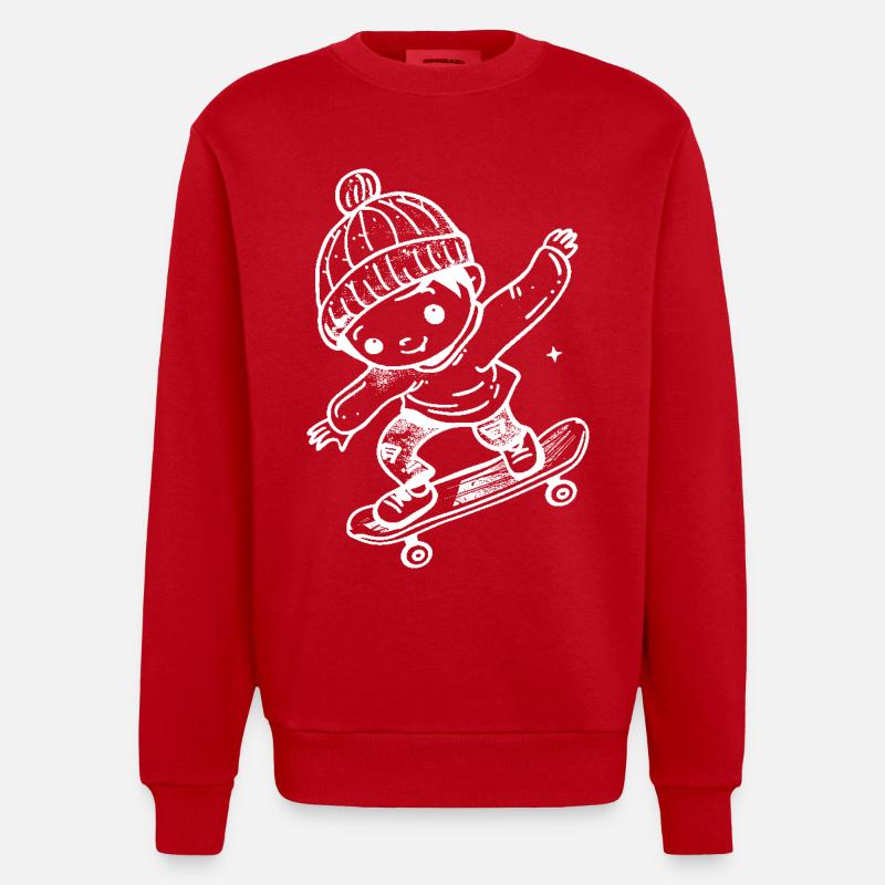 Skateboard Kind Comic - Heavyweight Oversized Organic Crew Neck Made in EU - Rot