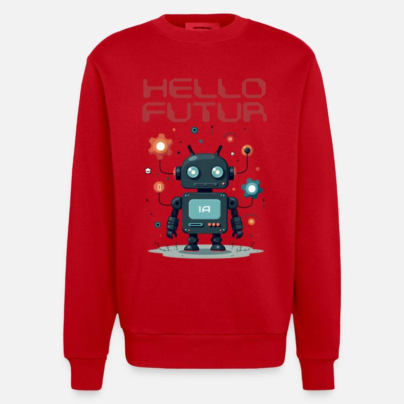 Hallo Future Character von Helfspawn - Heavyweight Oversized Organic Crew Neck Made in EU - Rot