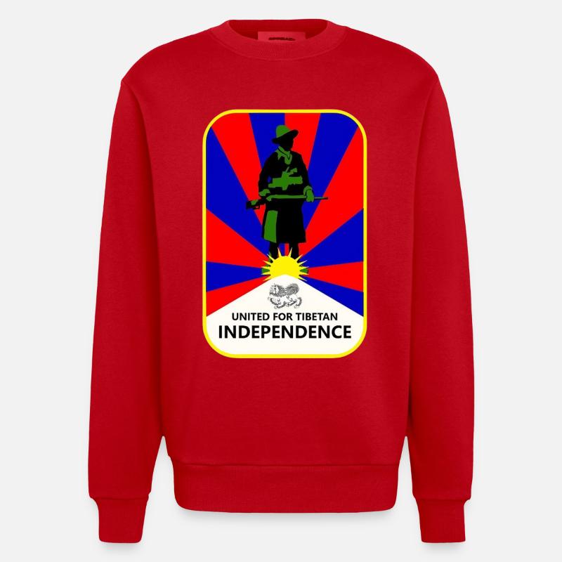 Union populaire pour l’indépendance du Tibet - Sweat bio épais oversize fabriqué en UE - rouge