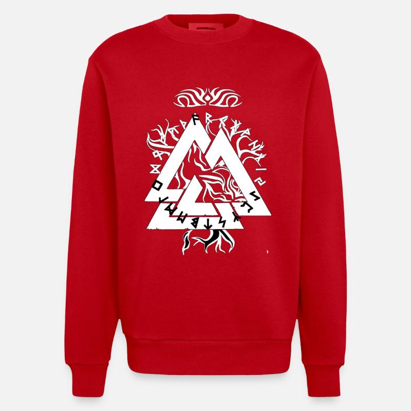 Magic Rune Triangle design - Heavyweight Oversized Organic Crew Neck Made in EU - red