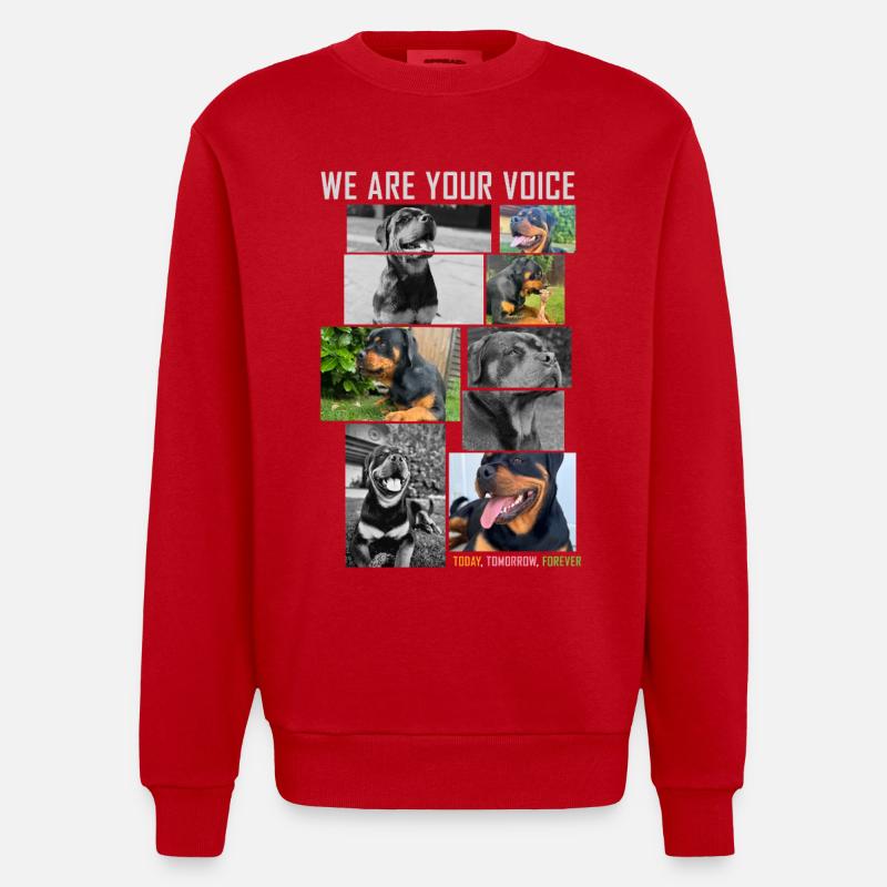 Collage de voix de chien - Sweat bio épais oversize fabriqué en UE - rouge