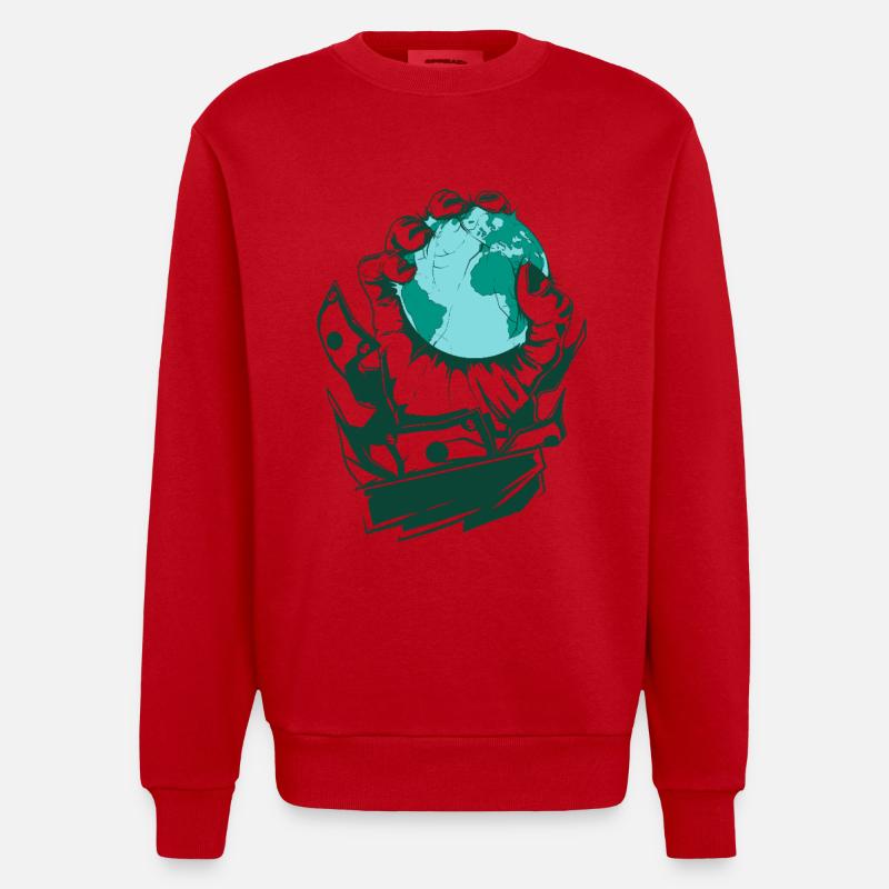 BasedWear - Main de la cupidité - Sweat bio épais oversize fabriqué en UE - rouge
