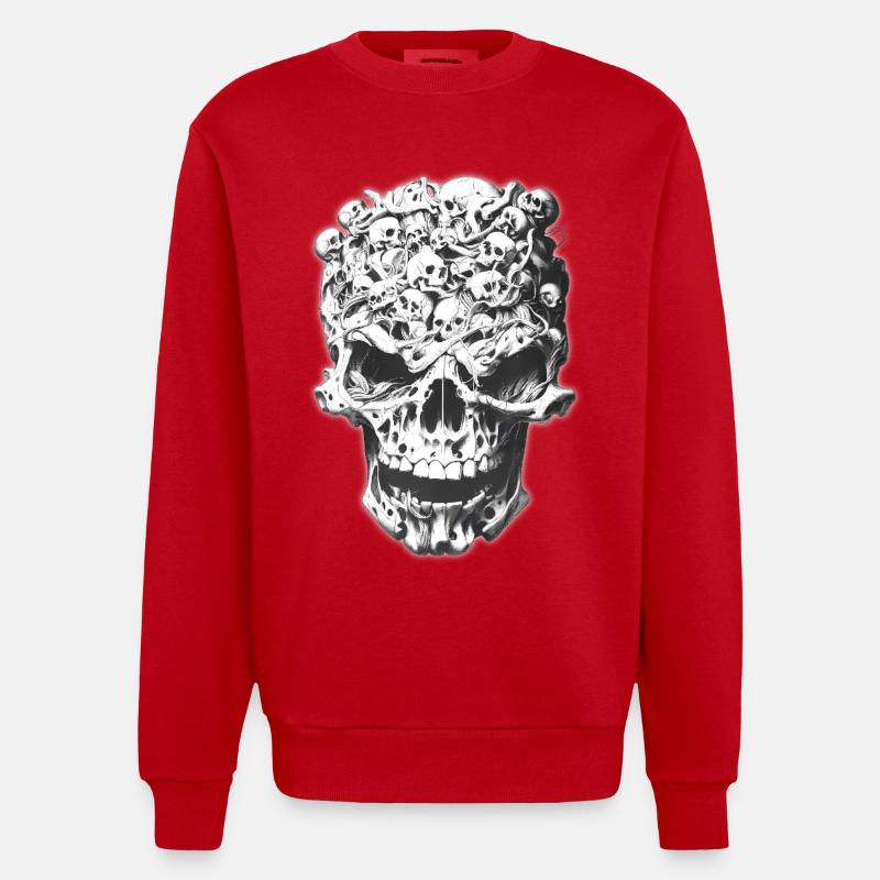 Schädel der Schädel - Heavyweight Oversized Organic Crew Neck Made in EU - Rot