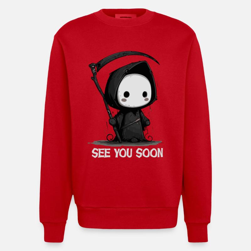 Mignon Grim Reaper à bientôt - Sweat bio épais oversize fabriqué en UE - rouge
