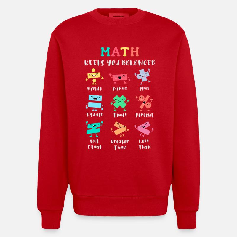 Math keeps you balanced - Heavyweight Oversized Organic Crew Neck Made in EU - red