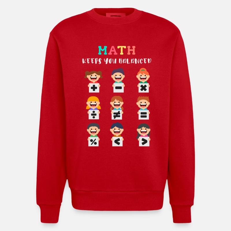 Math keeps you balanced - Heavyweight Oversized Organic Crew Neck Made in EU - red