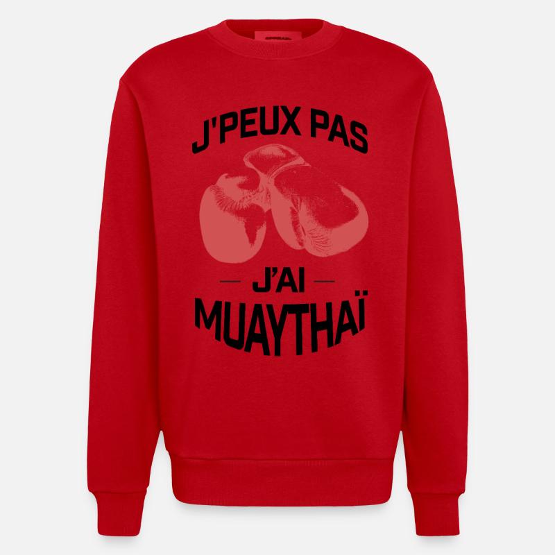 J'PEUX PAS J'AI MUAYTHAI - Sweat bio épais oversize fabriqué en UE - rouge