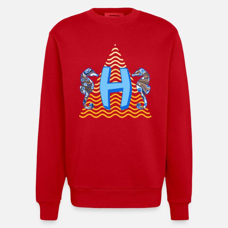 seepferdchen e 262 h - Heavyweight Oversized Organic Crew Neck Made in EU - Rot