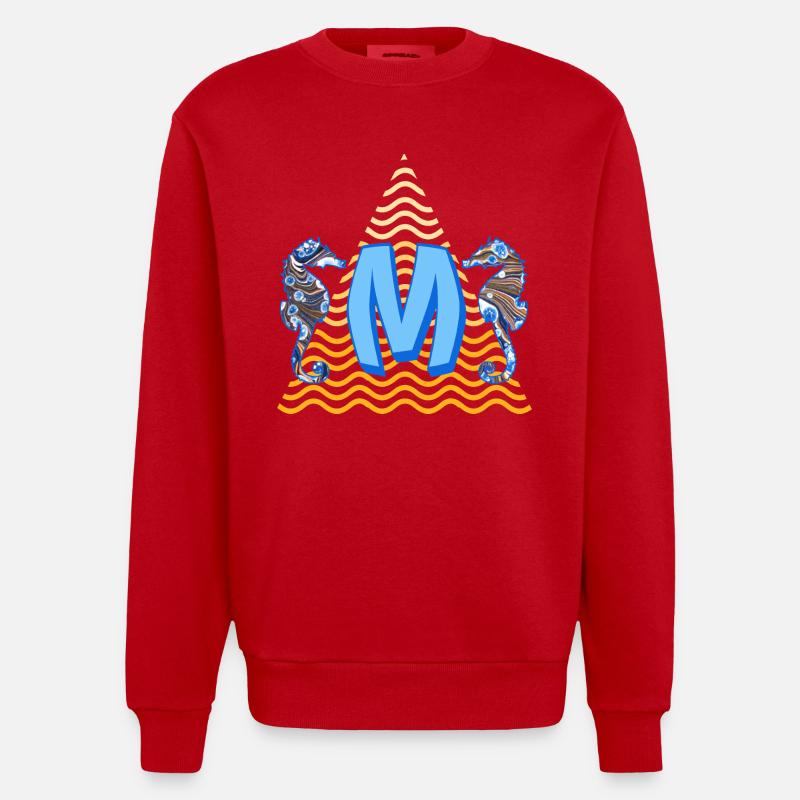 seepferdchen e 262 m - Heavyweight Oversized Organic Crew Neck Made in EU - Rot