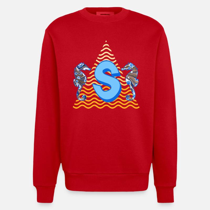 seepferdchen e 262 s - Heavyweight Oversized Organic Crew Neck Made in EU - Rot