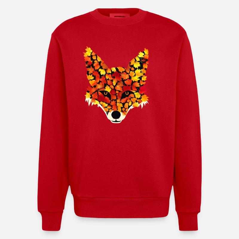 Fuchs aus Herbstblättern - Heavyweight Oversized Organic Crew Neck Made in EU - Rot