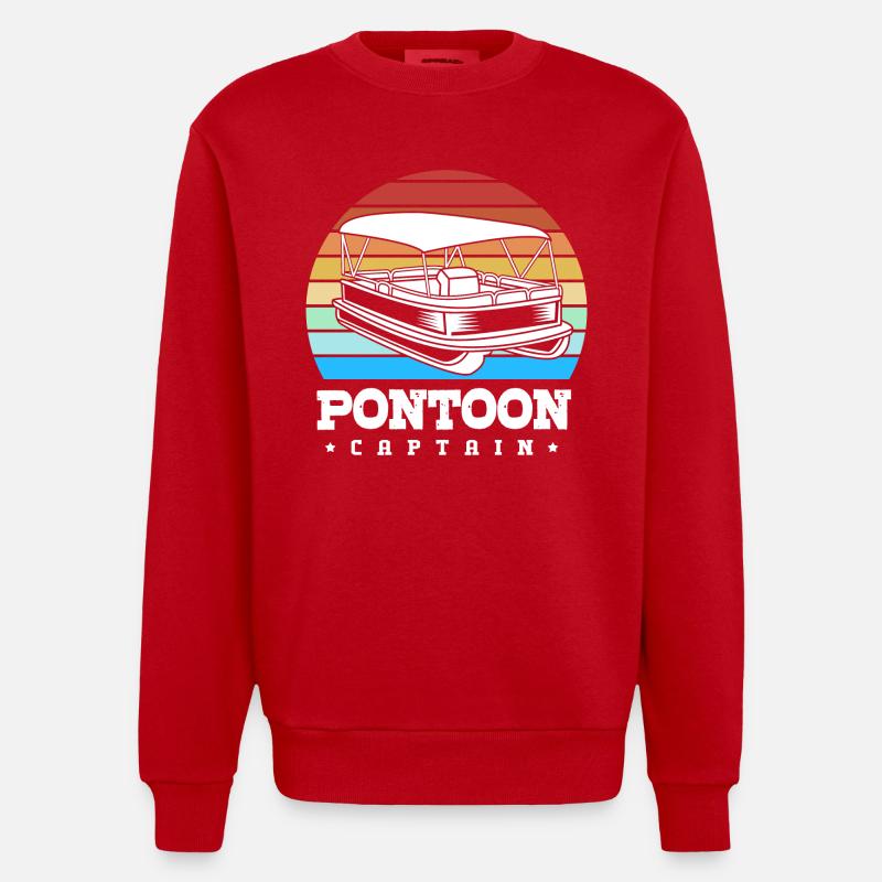 Pontonboot Boot Boote - Heavyweight Oversized Organic Crew Neck Made in EU - Rot