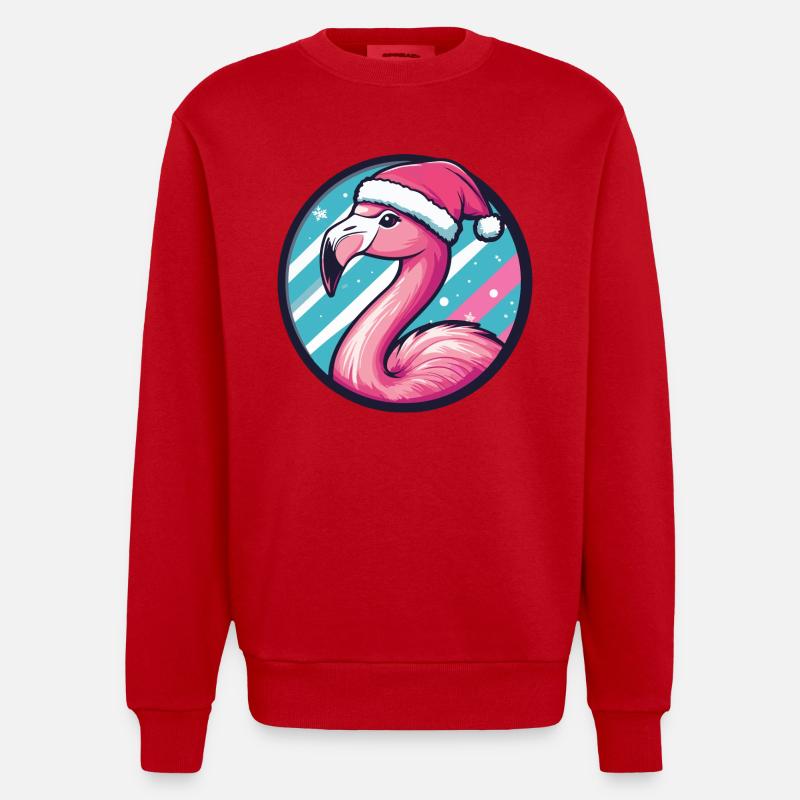 Flamingo Noël Noël - Sweat bio épais oversize fabriqué en UE - rouge