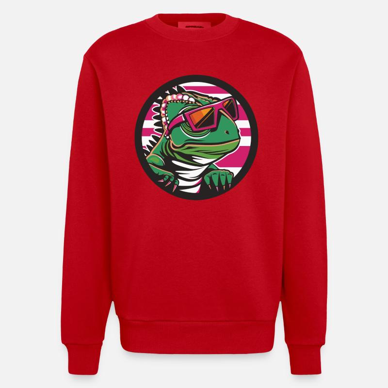 Caméléon Bande dessinée cool - Sweat bio épais oversize fabriqué en UE - rouge
