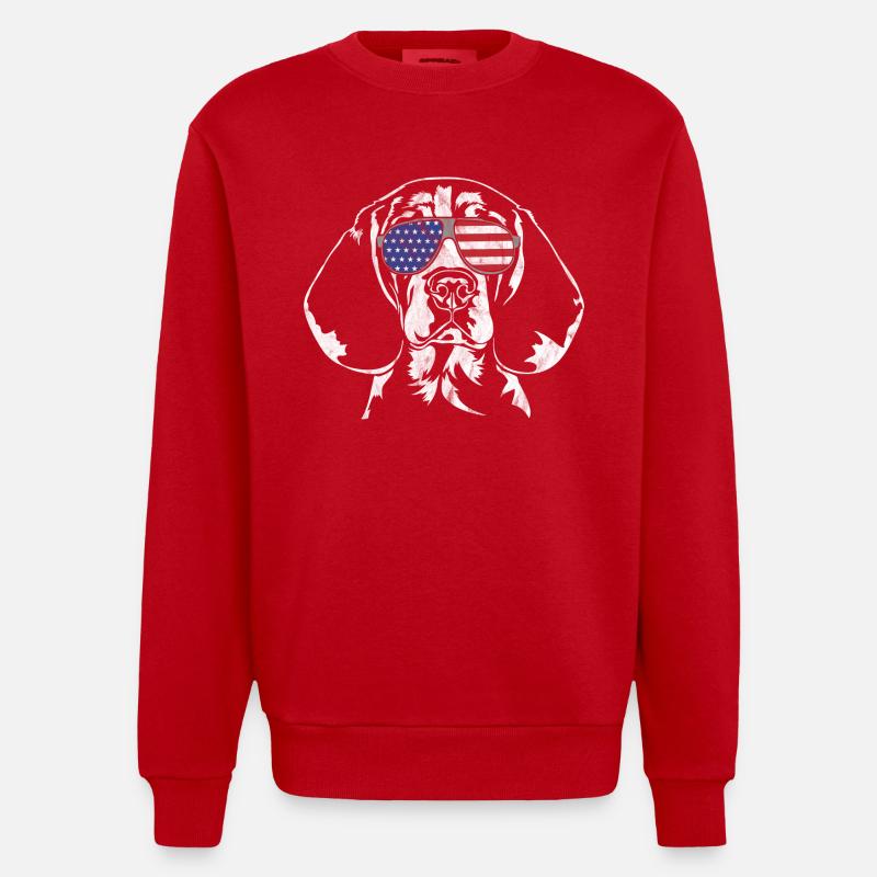 cru BEAGLE Amérique drapeau - Sweat bio épais oversize fabriqué en UE - rouge