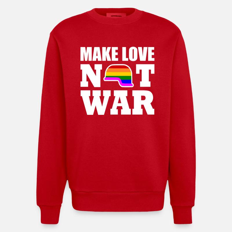 Make love not war - Sweat bio épais oversize fabriqué en UE - rouge