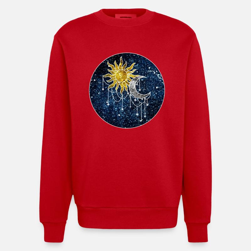 Kosmische Sonne und Mond - Heavyweight Oversized Organic Crew Neck Made in EU - Rot