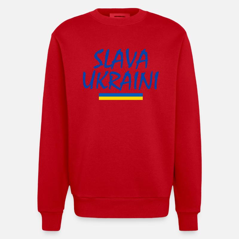 Slava ukraini - Sweat bio épais oversize fabriqué en UE - rouge