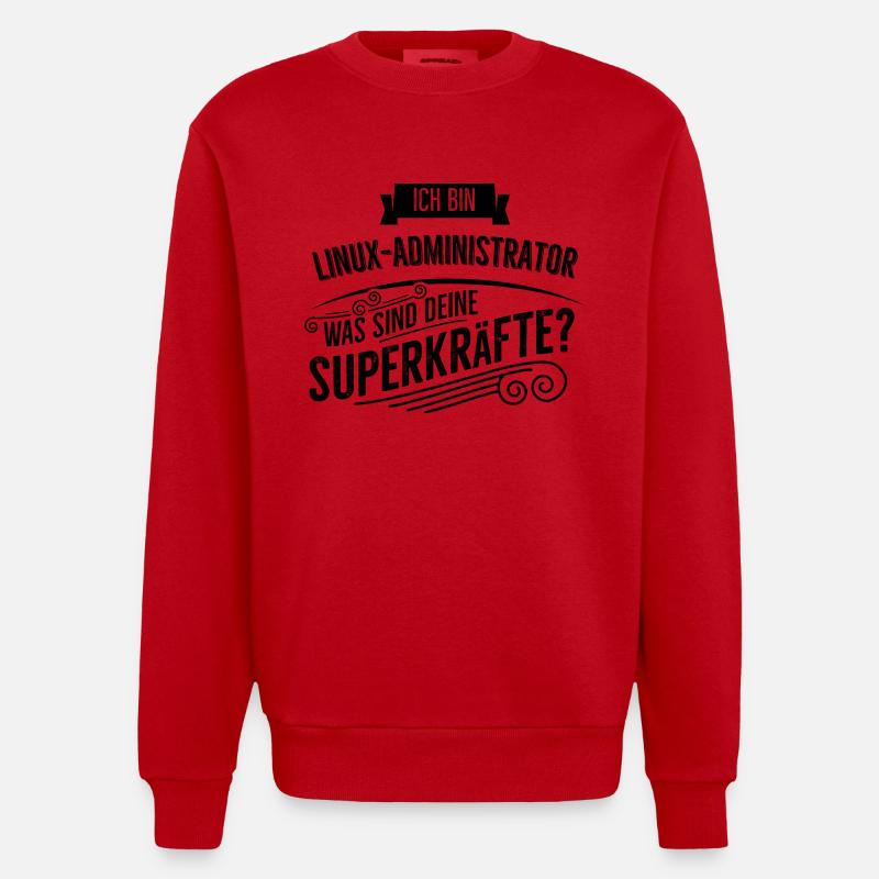 Linux Administrator - Heavyweight Oversized Organic Crew Neck Made in EU - Rot