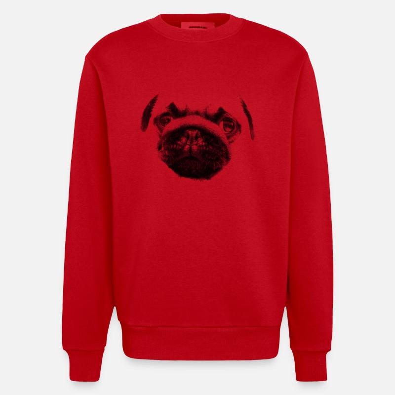Chiot carlin - Sweat bio épais oversize fabriqué en UE - rouge