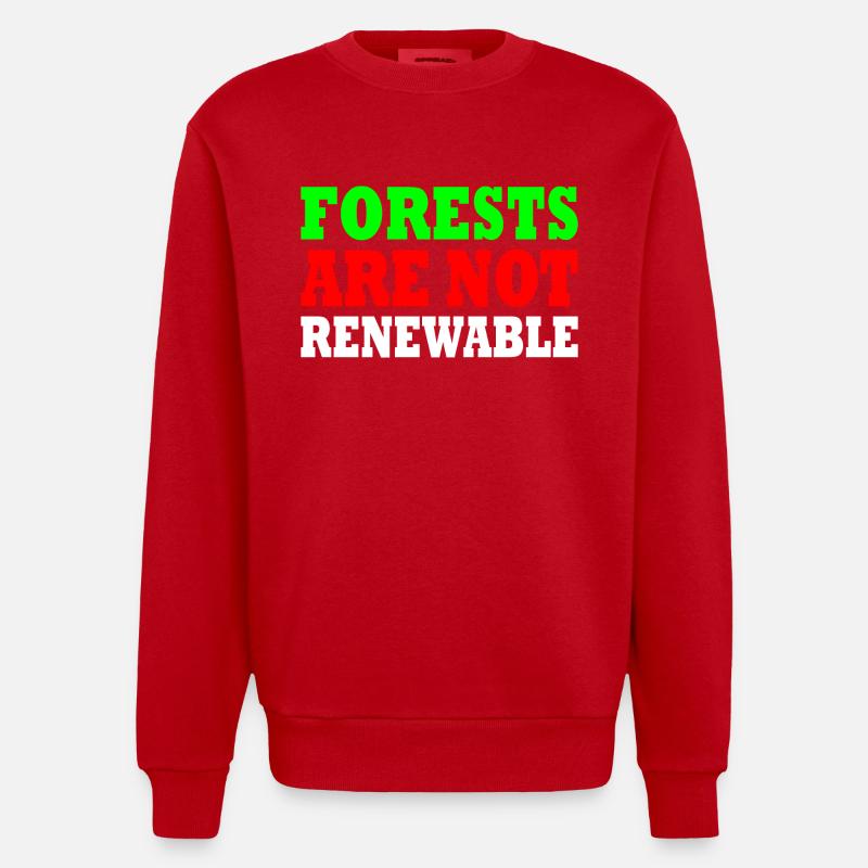 forests are not renewable - Sweat bio épais oversize fabriqué en UE - rouge