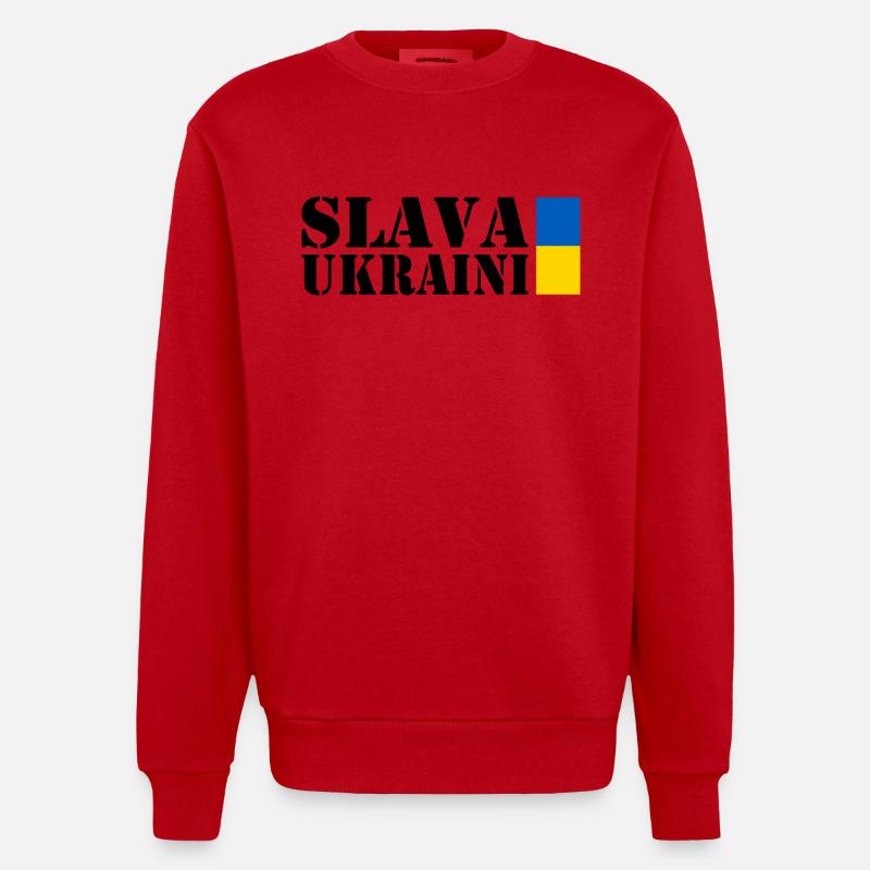 Slava ukraini - Sweat bio épais oversize fabriqué en UE - rouge