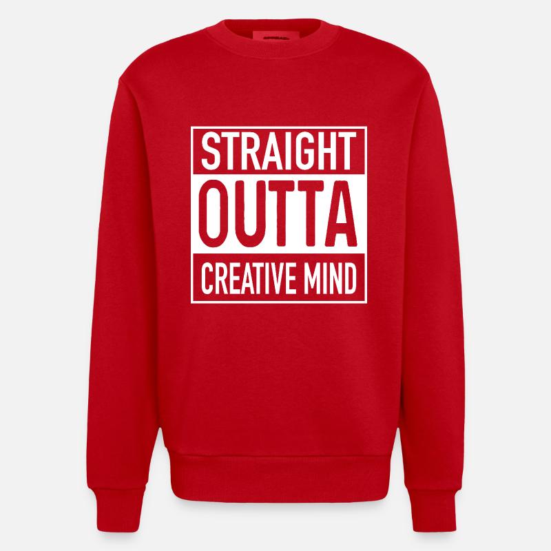 Straight OUTTA Creative Mind - Heavyweight Oversized Organic Crew Neck Made in EU - red