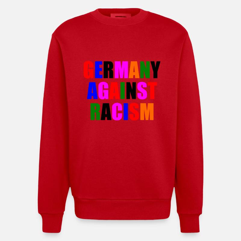 Germany against racism - Heavyweight Oversized Organic Crew Neck Made in EU - Rot