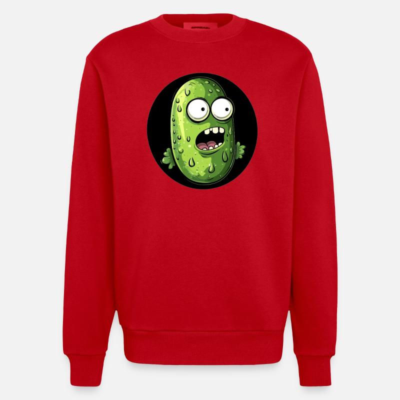 Drôle de concombre effrayé - Sweat bio épais oversize fabriqué en UE - rouge