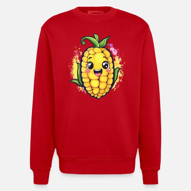 Épis de maïs heureux - Sweat bio épais oversize fabriqué en UE - rouge