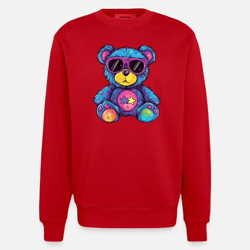 Bunter Sternen Teddy - Heavyweight Oversized Organic Crew Neck Made in EU - Rot